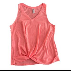 All In Motion Active Orange Knotted Waist Ribbed Tank Top Size S (0606)